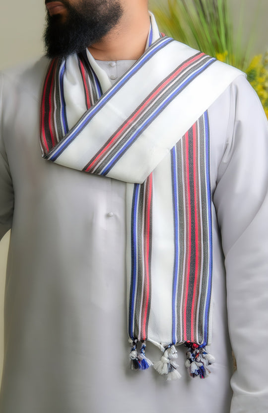 ‘Kassim’ Pearl White Scarf