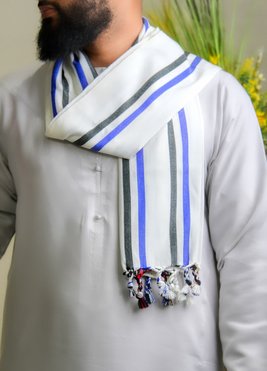 ‘Kassim’ Pearl White Scarf
